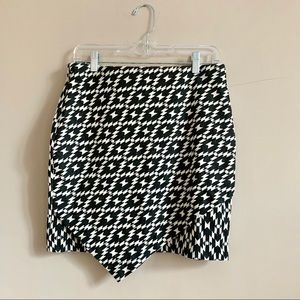 asymmetrical black and white pencil skirt